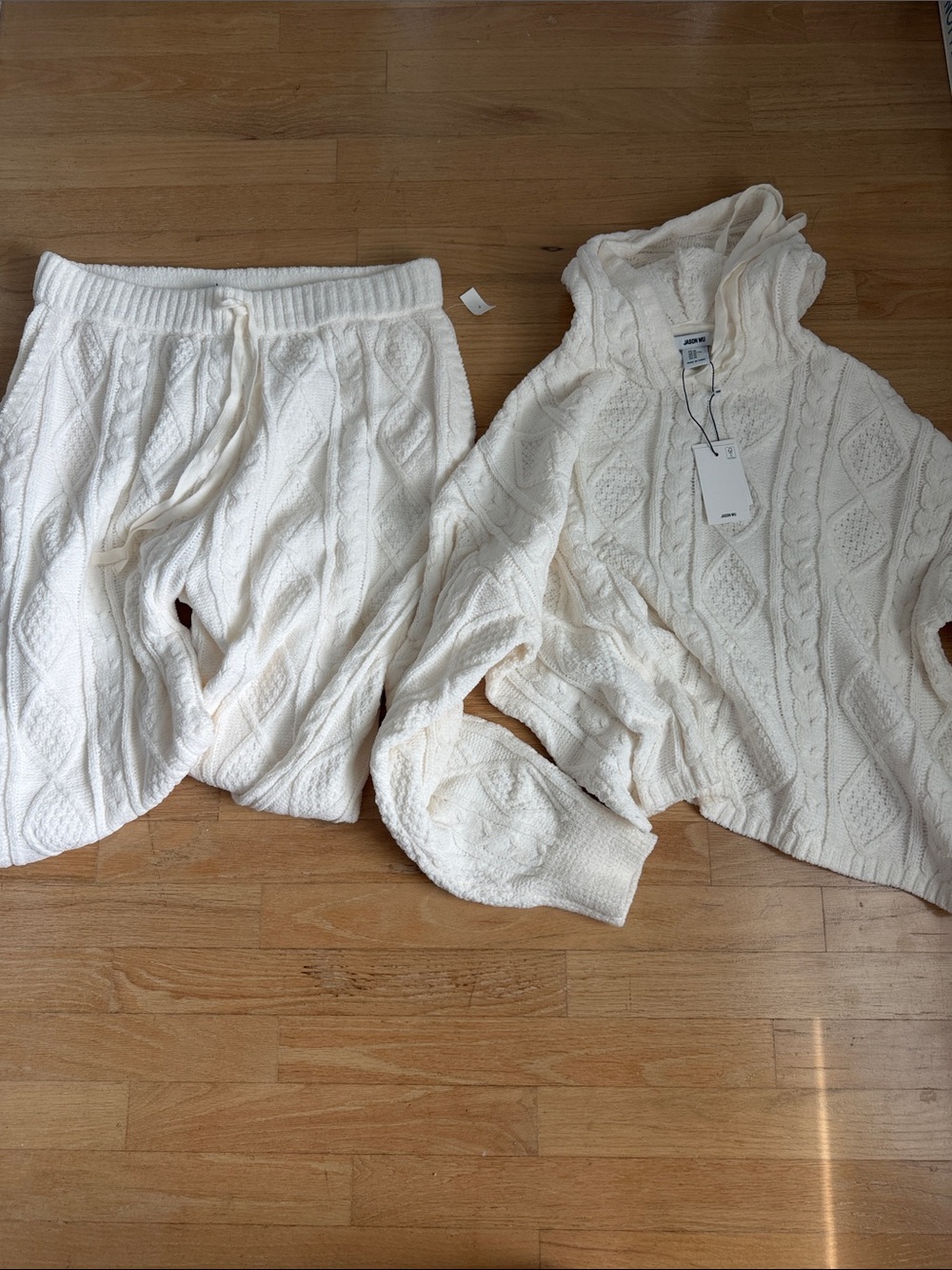 Jason Wu Cream Cable-Knit Hoodie & Lounge Pants Set